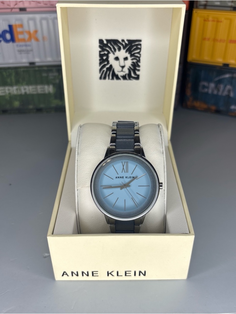 Anne Klein ladies Silver Watch with Light Blue Dial